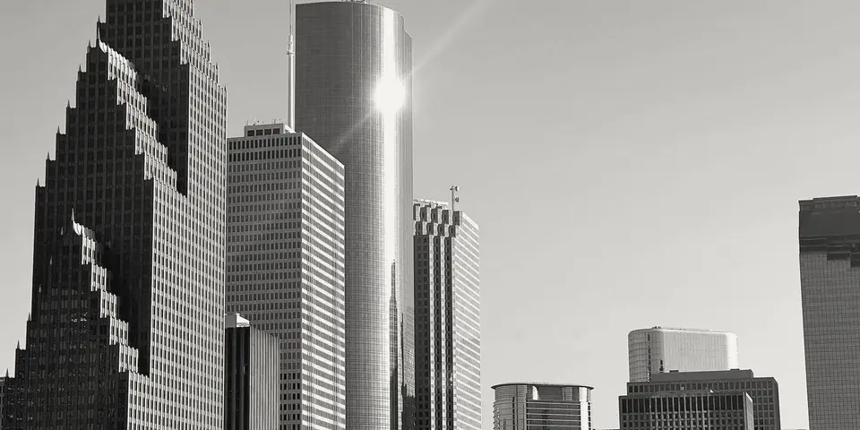 Downtown Houston office towers against the sky