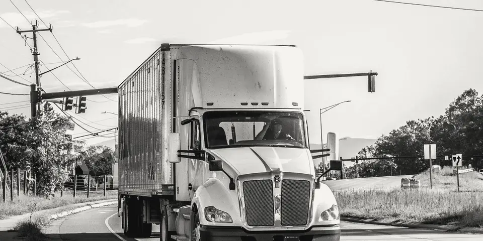 A semi-truck on the road